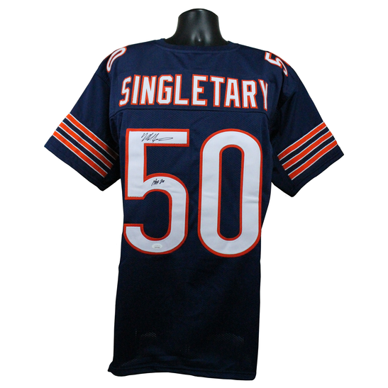 Mike Singletary Signed Autographed HOF 98 Chicago Bears Blue Football Jersey JSA COA